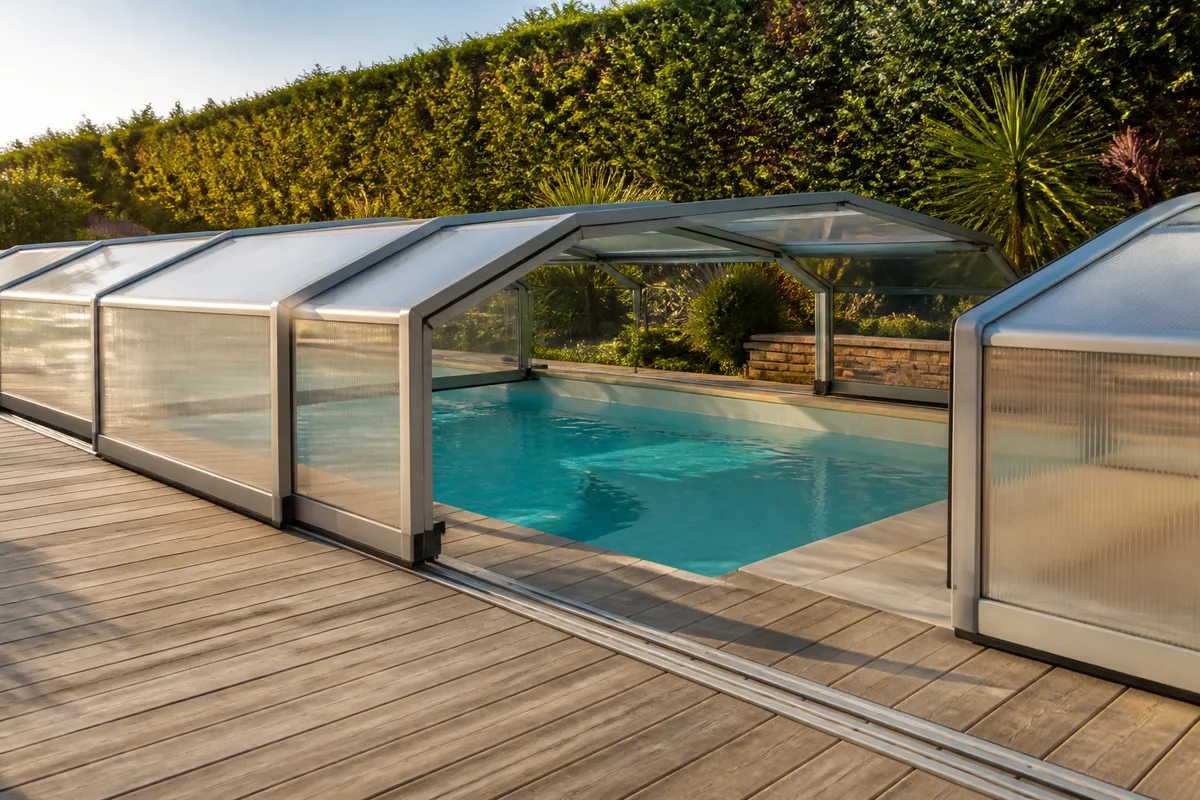 Abri de piscine : entretenir le polycarbonate et les rails